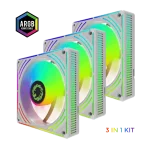 Cod. V:335 Kit Ventiladores PC GAMEMAX RA300 WH / 3*FAN120mm Luces ARGB / AURA 3 pin 5V (M/F), PWM 4 pines(M/F)