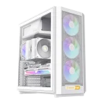 Cod. 357 Case GAMEMAX F46 WH / ATX / 1*USB-C, 2*USB3.0 / frontal Mesh Optimizado P/Flujo de Aire y lat. vidrio templado / admite refri. líquida 360° & VGA 350mm / Módulo I/O intercambiables / Incluye 4*Fans ARGB 120mm