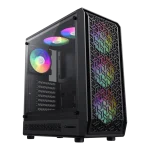 Cod. 323 Case GAMEMAX FORGE AB / lateral vidrio templado y frontal diseño parrilla ABS / 1*USB3.0 + 1*USB2.0 + 1*Tipo-C / Audio HD / Incluye: 6*ventiladores ARGB 120mm