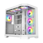 Cod. 348 Case GAMEMAX HYPE-A White / ATX / 1*USB3.0, 2*USB2.0 / vidrios templados panorámico 270° / admite tarjetas NVIDIA Serie 4000 & refri. líquida 360° / Incluye 4*Fans 120mm ARGB + Controlador V5.0 ARGB HUB-PWM + CR.