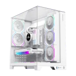 Cod. 372 Case GAMEMAX Infinity Pro WH / ATX / USB 3.0/USB-C / Diseño Vista Panorámica 3 lados vidrios templados / admite: refri. líquida 360° & VGA 400mm / Incluye 5*fans ARGB 120mm (2*Post., 3*Infe.) + Controlador RGB AURA Sync