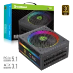 Cod. 166  Fuente de Poder GAMEMAX RGB-SMART 850 PRO (ATX3.1 PCIe5.1) BK / Full Modular / 850WATTS / Certificada 80+ Gold / Compatible ATX3.1 y PCIe5.1 (EPS 12V 2.92 P/ultima tarjetas RTX 40/50) / 14CM ARGB FAN (25 Modos de iluminación) Aura SYNC ASUS, GIG