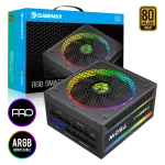 Cod. 160 Fuente de Poder GAMEMAX RGB-750 PRO BK / Modular / 750WATTS / Certificada 80 Plus Gold / 14CM ARGB FAN (25 Modos de iluminación) Aura SYNC ASUS, GIGABYTE, MSI ASRock