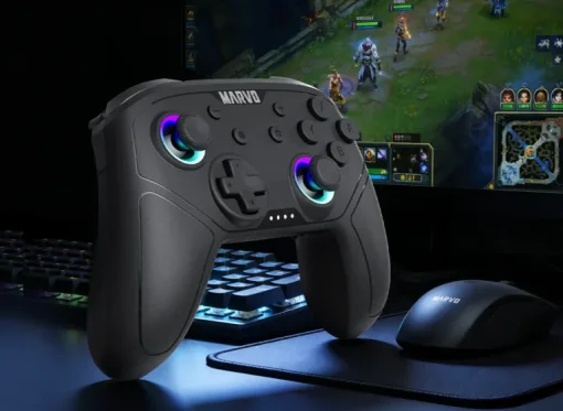 Cod. 078 Control de juegos Inal&aacute;mbrico MARVO Pact 60 (GT-80) / Bluetooth&reg; 5.0 / Bater&iacute;a 800mAh / vibraci&oacute;n dual / Joysticks RGB / 20 botones (M1/M2 Programables) / Compatible: Switch, PC, Android, IOS