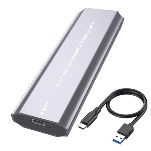 Cod. 042 Capsula P/SSD M.2 Dual (NVMe y M.2 SATA) / 10Gbps / USB 3.2 Gen2 / Compatible: Windows, MacOS, Linux / aluminio