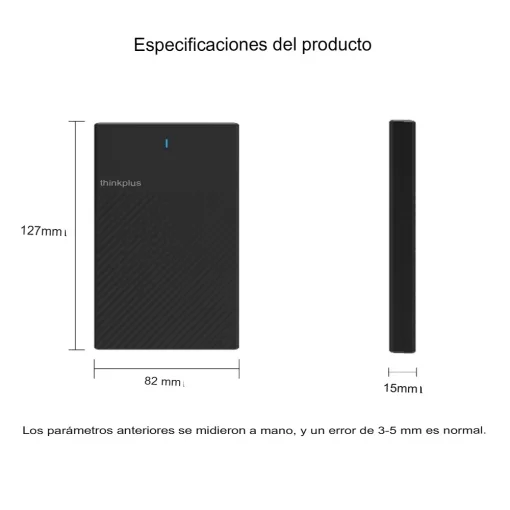 Cod. 043 Capsula Lenovo Thinkplus K01-A P/Disco Duro 2.5" HDD/SSD / Interfaz USB 3.1 / Plug and Play / Black