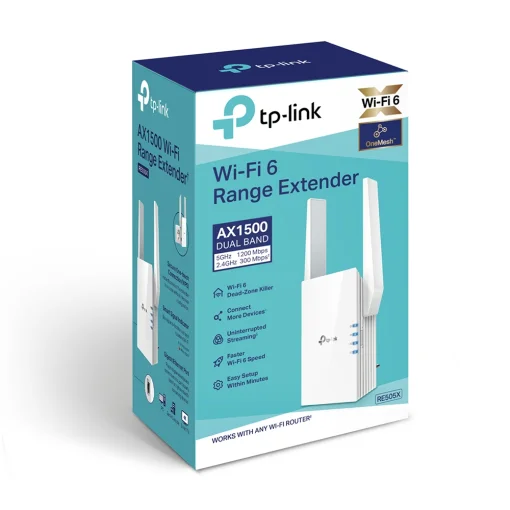 Cod.106 Extensor TP-LINK RE505x Dual Band Wi-Fi 6 / AX1500 / compatible OneMesh / 1*Puerto Gigabit Ethernet&nbsp;/ Modo AP / F&aacute;cil control con APP / 2 antenas