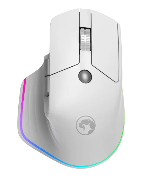 Cod. GM:200 Mouse Ergonómico MARVO G803W WH / Dual Inalámbrico 2.4G + Bluetooth / 4000DPI / Iluminación RGB / 6 botones + doble rueda de desplazamiento / batería 500mAh / blanco