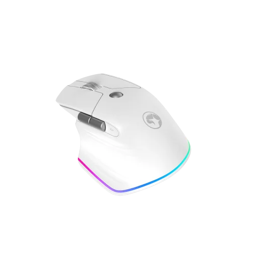 Cod. GM:200 Mouse Ergonómico MARVO G803W WH / Dual Inalámbrico 2.4G + Bluetooth / 4000DPI / Iluminación RGB / 6 botones + doble rueda de desplazamiento / batería 500mAh / blanco