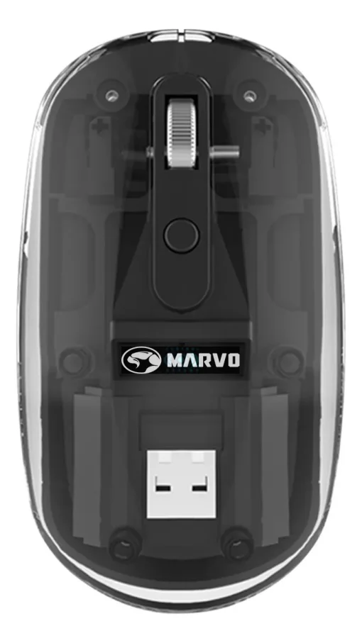 Cod. GM:240 Mouse MARVO M810W BK Transparente / Dual Inalámbrico 2.4G + Bluetooth 5.2 / 1600DPI / 4 botones / batería 300mAh