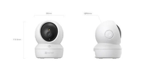 Cod. 333 Cámara Smart 360° EZVIZ H6c Pro 2K / Visión Nocturna a Color / Modo patrulla / Detección (AI) Personas y ruidos fuertes / Seg. automát. / Audio bidireccional y botón llamada / Compatible: Alexa y google home / Soporta microSD hasta 512GB