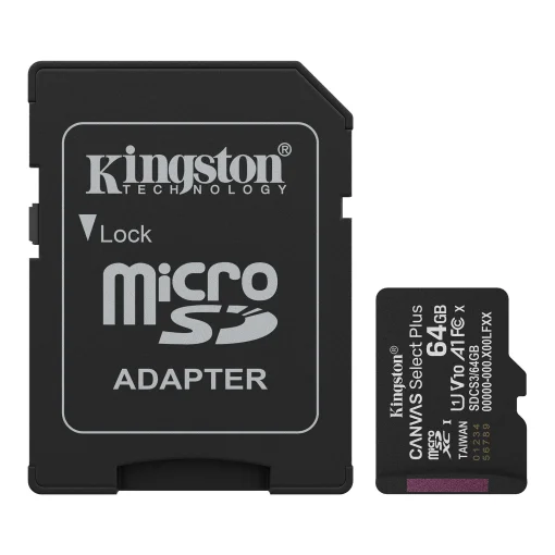 Cod. 289 Micro SD Kingston Canvas Select Plus SDCS3 / 64GB / 2en1 / 100MB/s