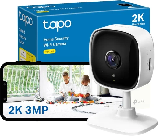 Cod. 400 C&aacute;mara Smart TP-Link Tapo C110 2K (3MP) / Detecci&oacute;n de persona/movimiento / vista nocturna 12 m zonas de bloqueo / Alarma / Audio bidireccional / Soporta microSD (hasta 512GB)