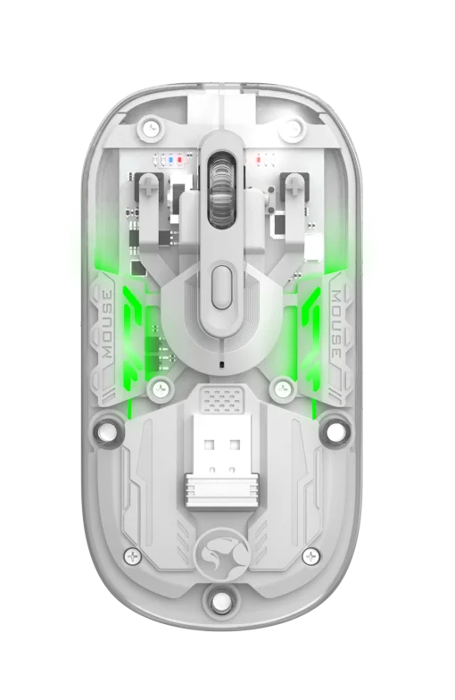 Cod. GM:233  Mouse MARVO M808W / Transparente / Dual Inal&aacute;mbrico 2.4G + Bluetooth 5.1&nbsp;/ 1600DPI / Silencioso / Iluminaci&oacute;n 7 colores&nbsp;/ 4 botones / bater&iacute;a 400mAh
