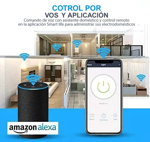 Cod. I:891 Enchufe Smart YX-WS01 / Encendido/Apagado Programable y funci&oacute;n de temporizador / 10A-100-240V 50/60Hz / Compatible con Alexa o Google Home / blanco
