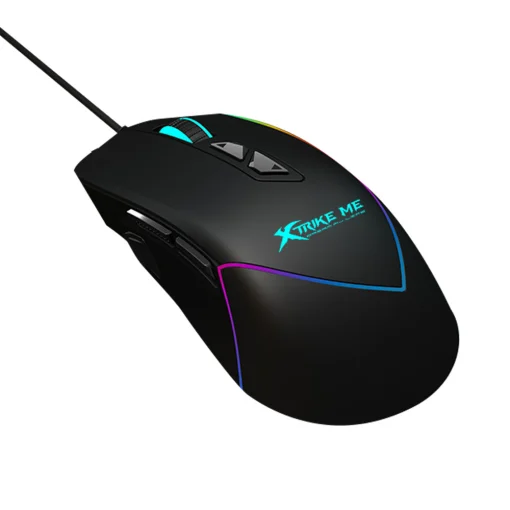 Cod. GX:215  Mouse XTRIKE-ME GM-320 / 12,800 DPI / Driver Programable / Iluminación RGB (efectos dinamicos) / USB, Cable trenzado 1.6 m / 9 botones / Negro