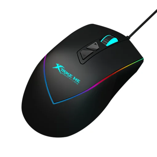 Cod. GX:215  Mouse XTRIKE-ME GM-320 / 12,800 DPI / Driver Programable / Iluminación RGB (efectos dinamicos) / USB, Cable trenzado 1.6 m / 9 botones / Negro