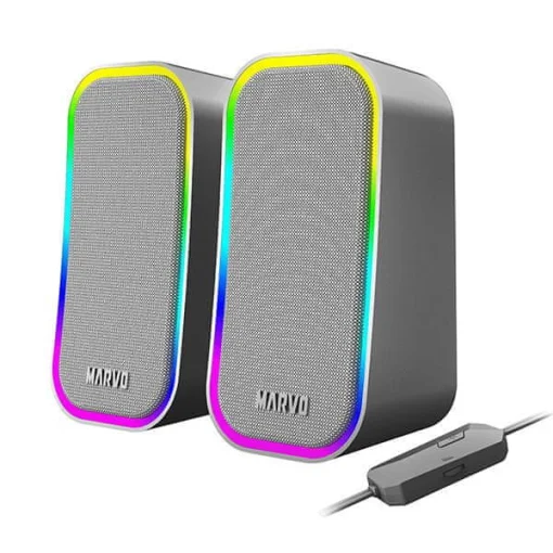 Cod. 246 Parlantes Gaming MARVO Havoc 20 Grey (SG-285) Estéreo 6W (2*3W) / Efectos LED RGB / Control de vol. / Jack 3.5 (Audio) + USB(Power)