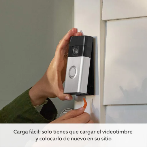 Cod. 393 Videotimbre Ring Battery Doorbell (Wi-Fi) / Video HD 1440p de pies a cabeza y visión nocturna a color / Audio bidireccional / Alertas y Detección de personas/paquetes / respuestas rápidas / Bat. integrada / Compatible con Alexa