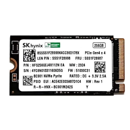 Cod. SN:512 SSD SK hynix M.2 256GB / 2.559MB/s Lectura y escritura 1.828MB/s / 2242 / PCIe® 4x4 NVMe® (Sin empaque)