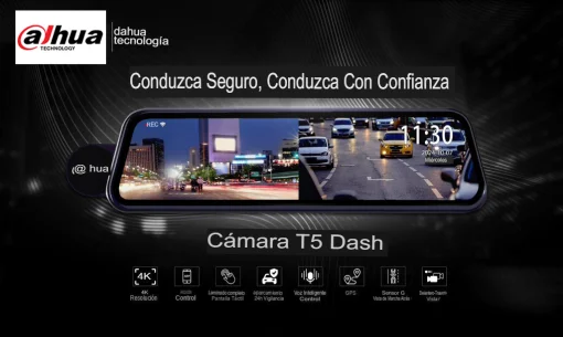 Cod. 404 DashCam Retrovisor Dahua&reg; T5 / 4K Ultra HD / mic./altavoz Integrado / Grabaci&oacute;n Frontal y Trasera / Control APP (WiFi AP) / G-Sensor / Admite reproducci&oacute;n pistas GPS / Control de voz / Soporta MicroSD 128 GB
