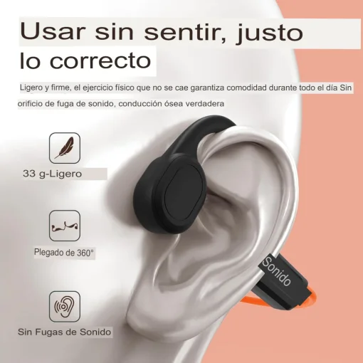 Cod. 143 Auriculares Deportivos S800C (Gray) Conducci&oacute;n &Oacute;sea / impermeables IPX7 / Bluetooth&reg; 5.3 / Dise&ntilde;o de Oreja Abierta / Mic. integrado / 8-10H Autonom&iacute;a