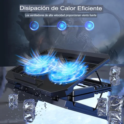Cod. 476  Base de Enfriamiento P/Laptop XTRIKE ME FN-818 / hasta 17&quot; / 2 Ventiladores Led Azul / 2 Puertos USB / 5 niveles ajustables / Soporte extra para celular