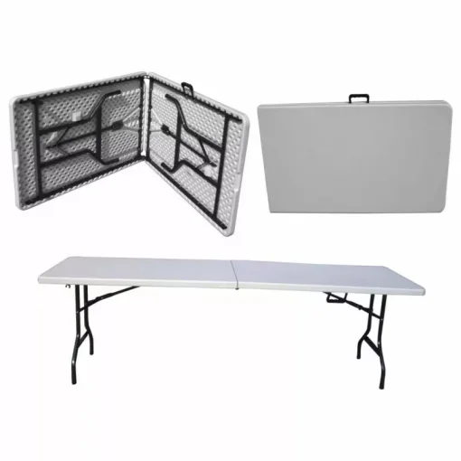 Cod. 030 OpenBox Mesa plegable para Eventos o exterior HY-Z183A / Medidas: 183*76*74 / Material: Plastico-Metal / Capacidad Asientos 6 personas / Blanco hues
