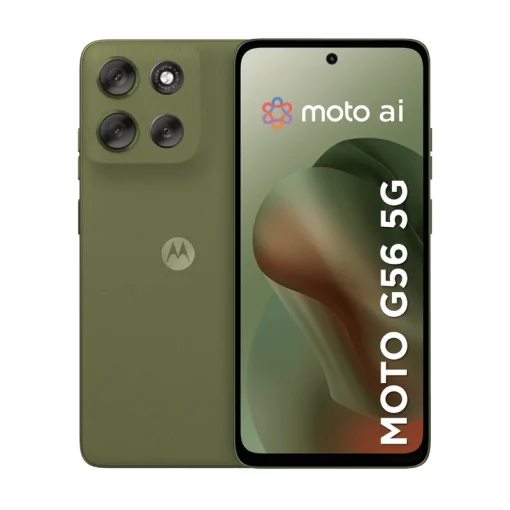 Cod. 311 Motorola G56 5G / Dimensity 7060 / Ram 8GB (+8GB Aut. Boost AI), 256GB Alm. / 6.72" FHD+ 120Hz Corning&reg; Gorilla Glass 7i / Cam. Sensor Sony - LYTIA 600 50MP, Selfie 32MP / Android&trade; 15 / Dolby Atmos&reg; / TurboPower&trade; 30W, 5200mAh / eSIM + pSIM / IP69