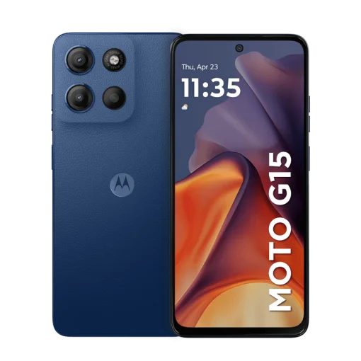 Cod. 266  Motorola G15 5G / Helio G81 Extreme / Ram 4GB (+8GB Aut. Boost AI), 512GB Alm. / 6.7&quot; FHD+ Gorilla® Glass 3 / Cam. 50MP+5MP, Selfie 8MP / Android™ 15 / Aud. Dolby Atmos® / TurboPower™ 20W, 5200mAh / Dual SIM / IPX IP52 / Azul
