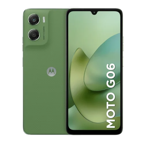 Cod. 309 Motorola G06 4G / Helio G81 Extreme / Ram 4GB (+8GB Aut. Boost AI), 128GB Alm. / 6.88" HD+ 120Hz Gorilla&reg; Glass 3 / Cam. 50MP, Selfie 8MP / Android&trade; 15 / Aud. Dolby Atmos&reg; / 5200mAh / Dual SIM / IPX IP64 / verde