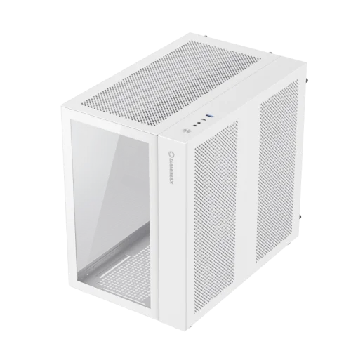 Cod. 211 Case Gaming GAMEMAX Infinity / lateral y frontal vidrio templado / doble cámara / USB Tipo-C + USB 3.0, HD audio / sin fuente / Blanco