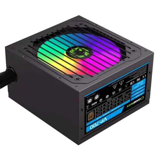 Cod. G:138 Fuente de Poder GAMEMAX VP-700-RGB / interruptor ECO (ON/OFF) / Certificado 80 Plus Bronze /700Watts/12CM Ventilador RGB/ATX P/PC