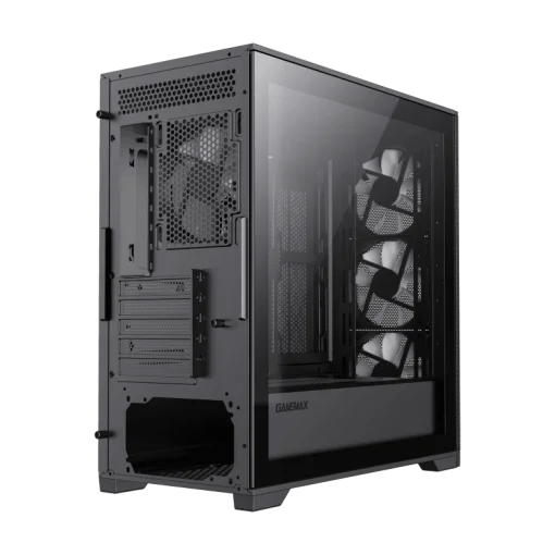 Cod. G:288 Case Gaming GAMEMAX Defender MB / lateral y vidrio templado / frontal malla / 1*USB3.0 + 2*USB2.0 / HD audio / Incluye: 4*ventiladores 12mm. ARGB