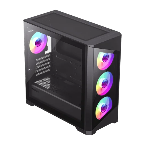 Cod. 243 Case Gaming GAMEMAX Destroyer TGB / lateral y frontal vidrios templados/Controlador fan RGB / 1*USB3.0 + 2*USB2.0 / HD audio / Incluye: 4*ventiladores 12mm. ARGB