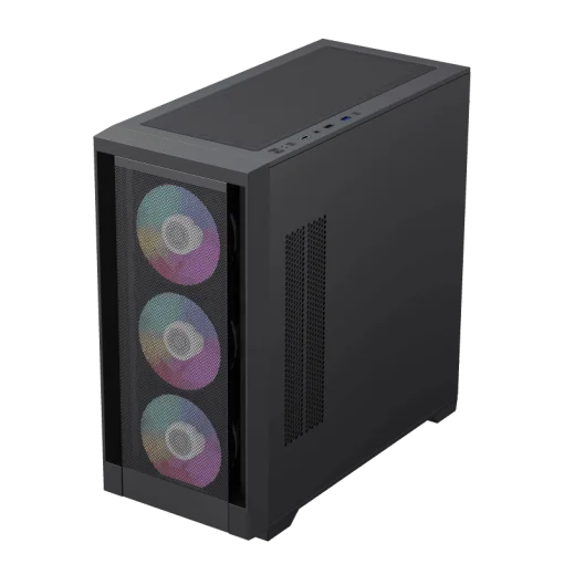 Cod. G:288 Case Gaming GAMEMAX Defender MB / lateral y vidrio templado / frontal malla / 1*USB3.0 + 2*USB2.0 / HD audio / Incluye: 4*ventiladores 12mm. ARGB