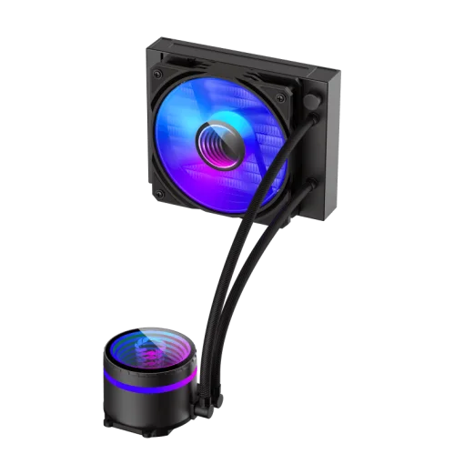 Cod. 156 Sistema de Enfriamiento Líquido GAMEMAX ICEBURG 120 Black / FAN 1*120MM PWM / Sincronización ARGB AURA Sync / Conector 5V, 3 pines / 12V 4 pines / Compatible Intel 13va. Gen. LGA 1700 / AMD AM5 / ARGB