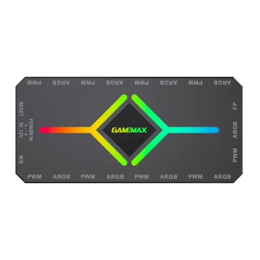 Cod. G:751 HUB Controlador GAMEMAX 3en1 V4.0 PWM ARGB HUB / control remoto / Dise&ntilde;o magn&eacute;tico / Sync AURA, MSI Gigabyte, AsRock 5v 3 Pin, / 9 puertos PWM + ARGB