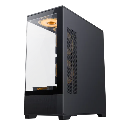 Cod. G:254 Case GAMEMAX VISTA AB Negro / ATX / lateral y frontal vidrios templados / marco metálico de acero / Incluye 6*fan ARGB (3*fan inversos y 3*fan normales) + Controlador V4.0 ARGB HUB PWM WH y control remoto / 1*USB3.0 + 1*USB2.0 + 1*USB tipo-C /