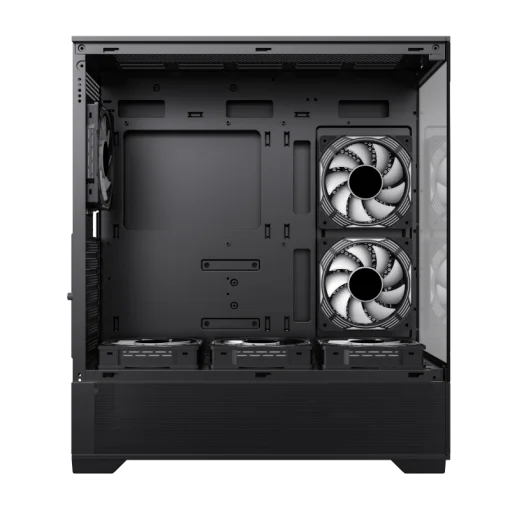 Cod. G:254 Case GAMEMAX VISTA AB Negro / ATX / lateral y frontal vidrios templados / marco metálico de acero / Incluye 6*fan ARGB (3*fan inversos y 3*fan normales) + Controlador V4.0 ARGB HUB PWM WH y control remoto / 1*USB3.0 + 1*USB2.0 + 1*USB tipo-C /