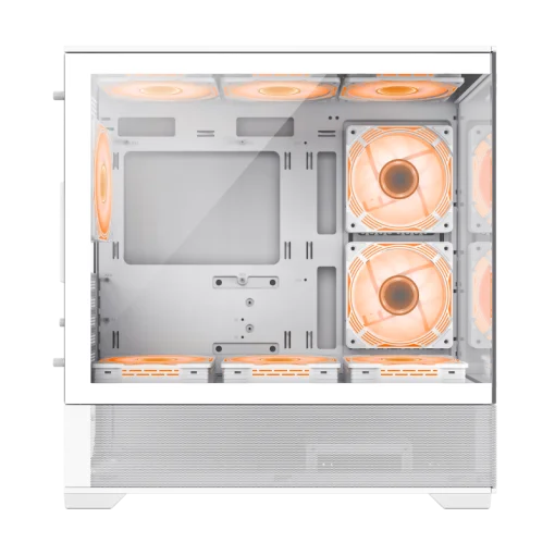 Cod. 256 Case GAMEMAX VISTA MW / M-ATX / 1*USB3.0, 2*USB2.0 / vista panorámica 270° con vidrios templados / marco metálico de acero / admite tarjetas NVIDIA Serie 4000 &amp; refri. líquida 360° / audio combinado / Soporta hasta 9*Fans