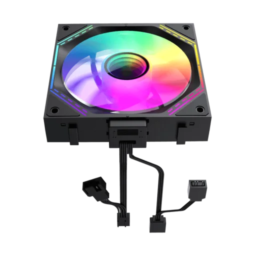 Cod. V:292 Kit Ventiladores PC GAMEMAX FN12A-S3I BK / 3*FAN120mm conectado en cadena / Luces ARGB efecto infinito 26LED (8+18 C/U) / PWM de 4 pines (M/F) / Aura 3 pin 5V (M/F)