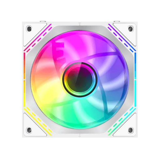 Cod. V:293 Kit Ventiladores PC GAMEMAX FN12A-S3I WH / 3*FAN120mm conectado en cadena / Luces ARGB efecto infinito 26LED (8+18 C/U) / PWM de 4 pines (M/F) / Aura 3 pin 5V (M/F)