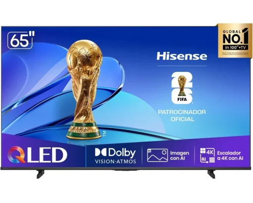 Cod. 128 Smart TV Hisense 65" 65Q6QV QLED 4K UHD 60Hz / OS VIDAA U9 / Colores Vibrantes y Alto Contraste / Dolby Vision IQ &amp; Dolby Atmos / Miracast / Wi-FI 5, BT5.3 / 3*HDMI, 2*USB / Control remoto por voz