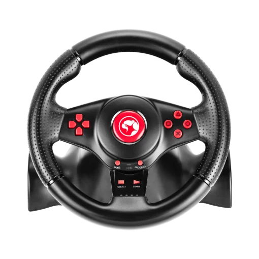 Cod.067 Volante de juegos MARVO GT-903 / Motor de doble vibración / giro de 180° / empuñadura de goma / botones de acción precisos / interfaz: USB / Compatible: PS4, PS3, XBOX One, XBOX 360, Switch, Android y PC D-INPIJT/PC X-INPUT