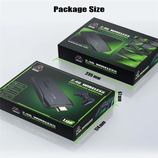 Cod. 058  Consola de video juegos GAME STICK LITE 4K / Interfaz HDMI / Incluye + de 10000 Juegos / 64GB / Retro Classic Gaming + 2 Controles inalambricos 2.4GHz