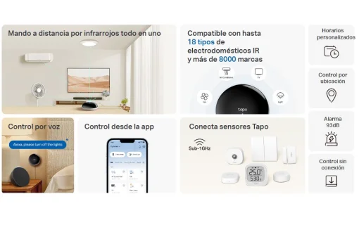 Cod. 1097 Controlador y Control Remoto Universal Smart TP-LINK Tapo H110 Hub IR &amp; IoT / controla hasta 18 electrodom&eacute;sticos IR (+8000 marcas), Sensores Tapo / Matter / Compatible: Alexa, Apple Home, Google Home, Siri / Control por Voz &amp; APP