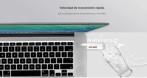 Cod. 229 Flash Memory HIKSEMI SYNC E327C 32GB / DUAL USB 3.2 Tipo-A y USB Tipo-C High Speed OTG / impermeable / Metálico Silver