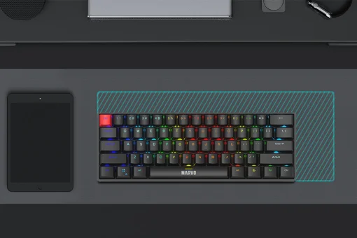 Cod. 282  Teclado Mec&aacute;nico MARVO Saber 61 (KG933G SP) / Switch rojo / Retroiluminaci&oacute;n RGB din&aacute;mica / Full Anti-ghosting / USB,&nbsp;1.8m / 62 teclas Espa&ntilde;ol
