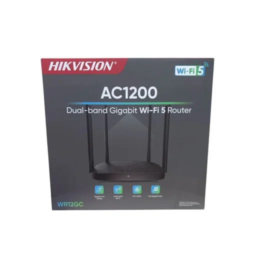 Cod. 151 Router Wi-Fi 5 Gigabit AC1200 HIKVISION WR12GC / 1.2Gbps (5GHz@867 Mbps, 2.4GHz@300 Mbps) / 3*P/LAN Giga y 1*P/WAN Giga / 4x Antenas 5dBi, MIMO / Beamforming / Multimodo (Access Point, Extersor de Rango, WISP)